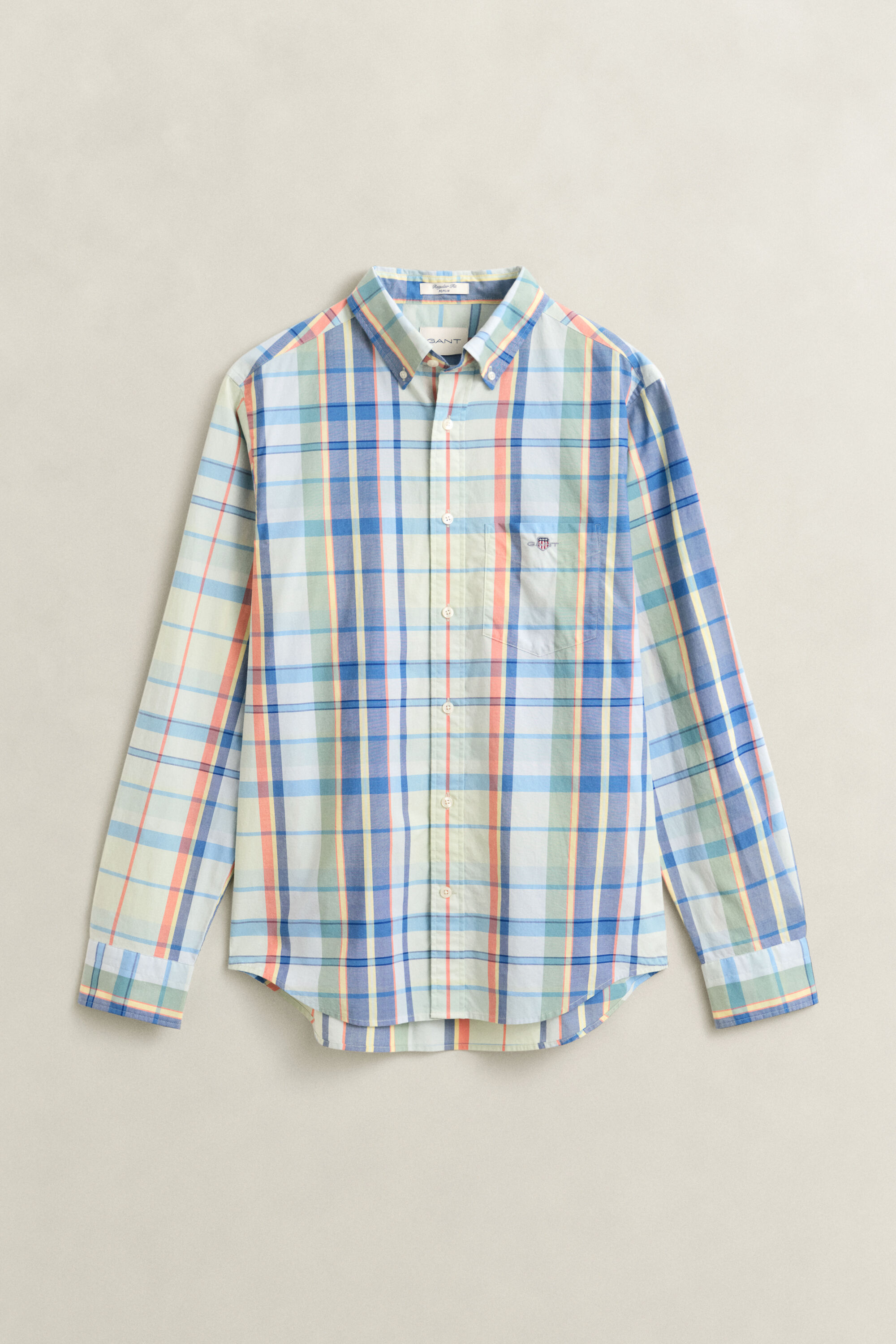 Camisa de popelina com padrão de xadrez