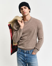 Camisola de malha com decote redondo em caxemira