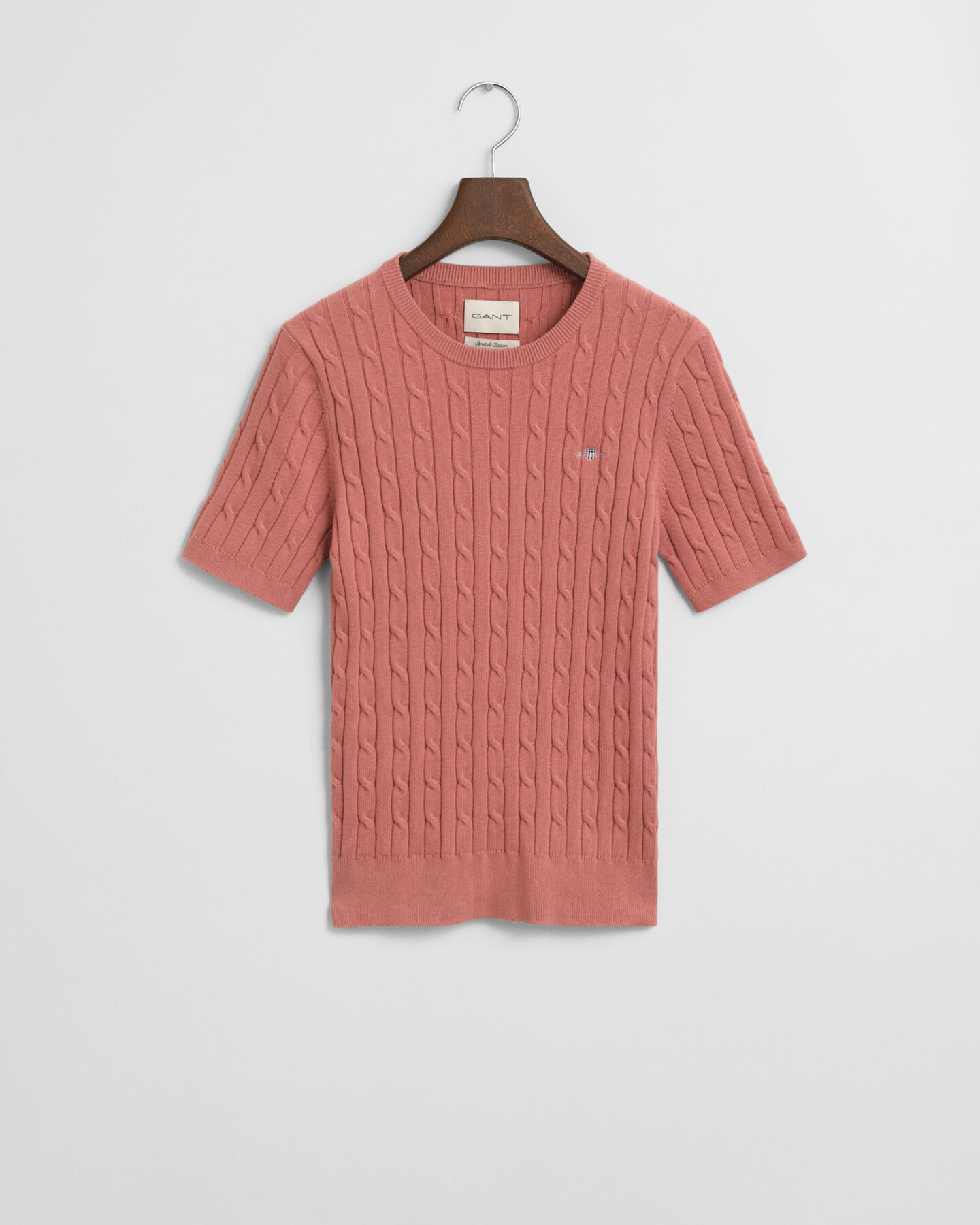 Camisola de malha entrançada em algodão com elastano