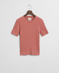 Camisola de malha entrançada em algodão com elastano