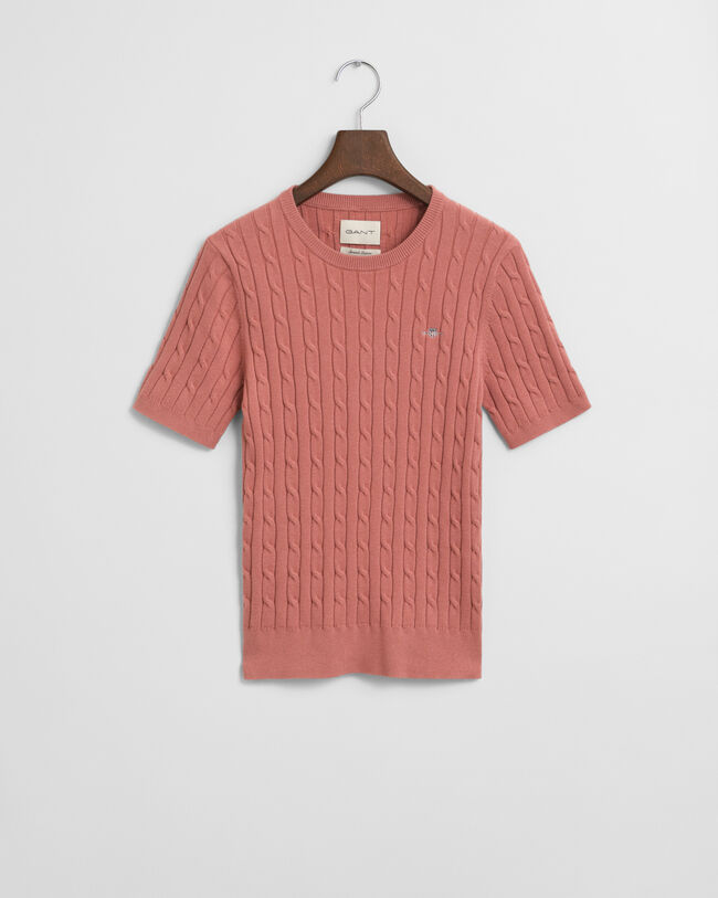 Camisola de malha entrançada em algodão com elastano