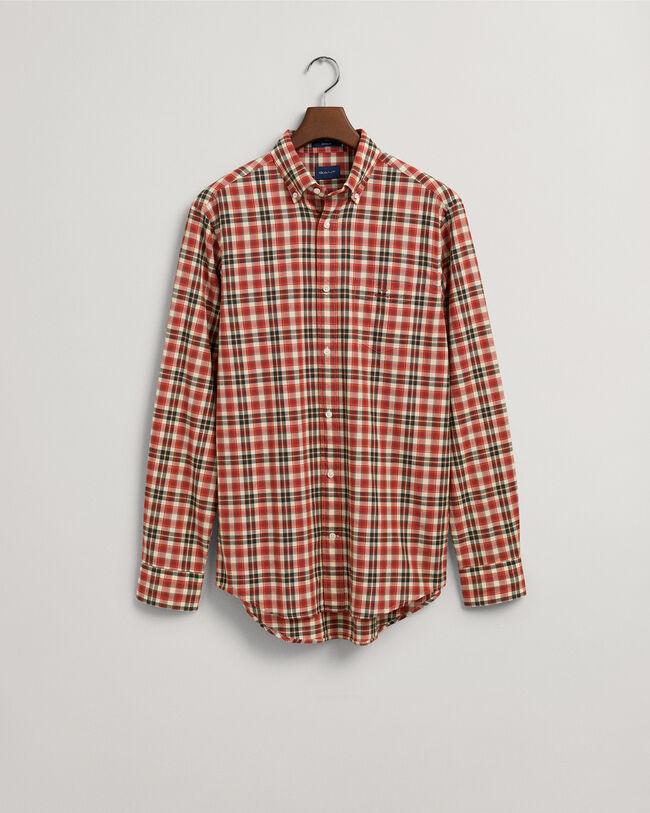 Camisa em popelina com padr&atilde;o tartan regular fit