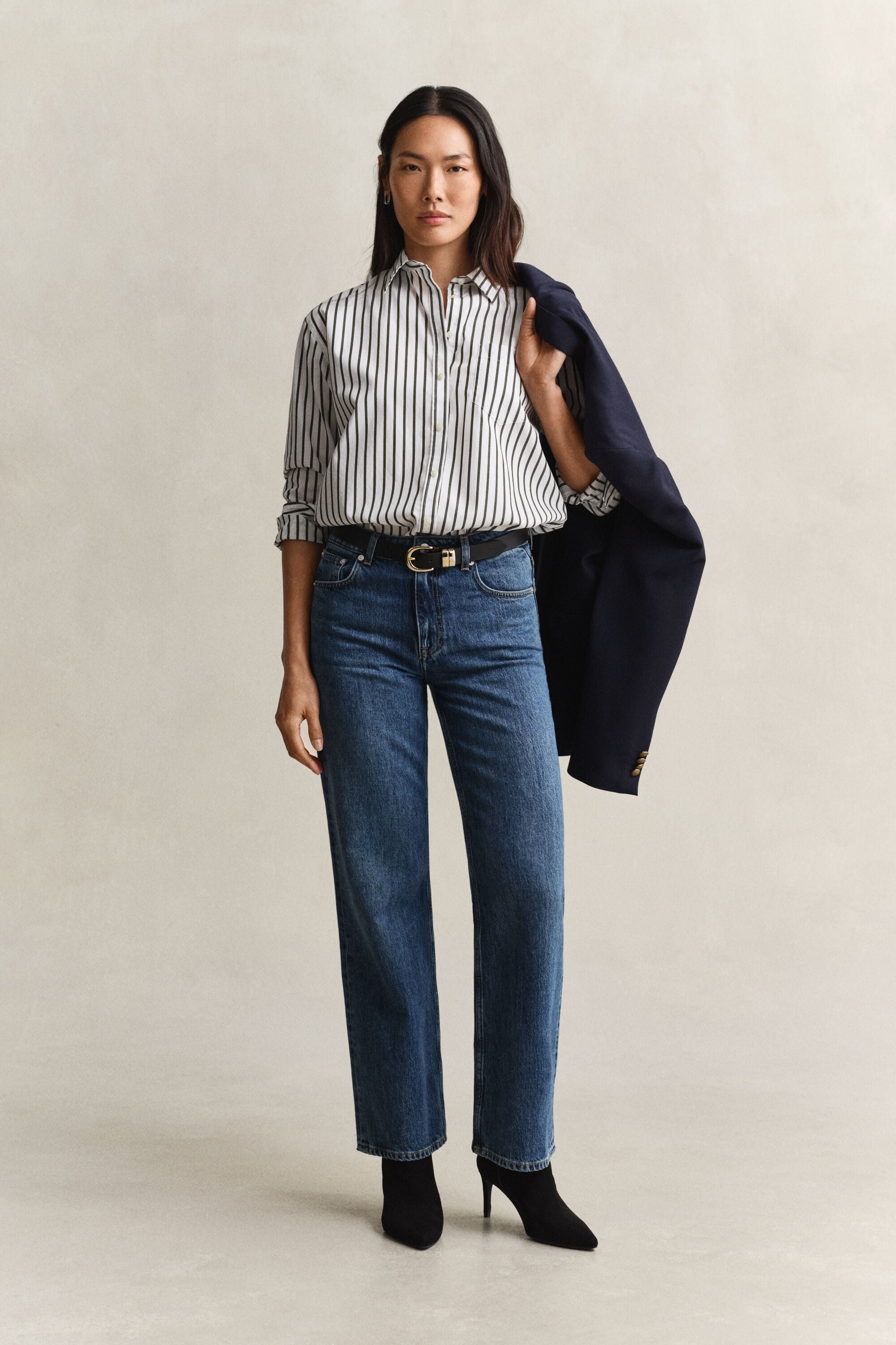 Camisa em popelina às riscas Classic relaxed fit