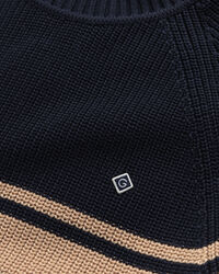 Camisola com decote redondo em algodão canelado às riscas