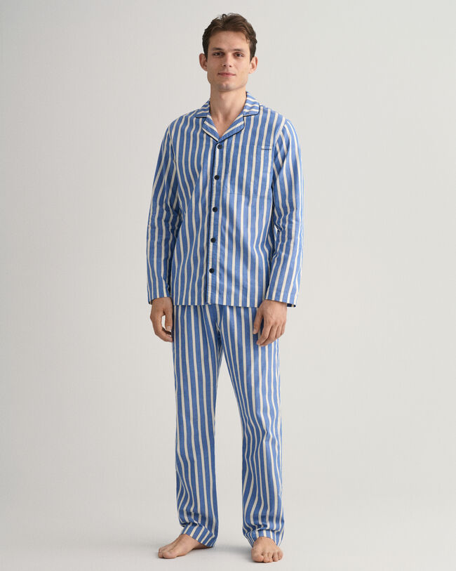 Conjunto de pijama Oxford às riscas