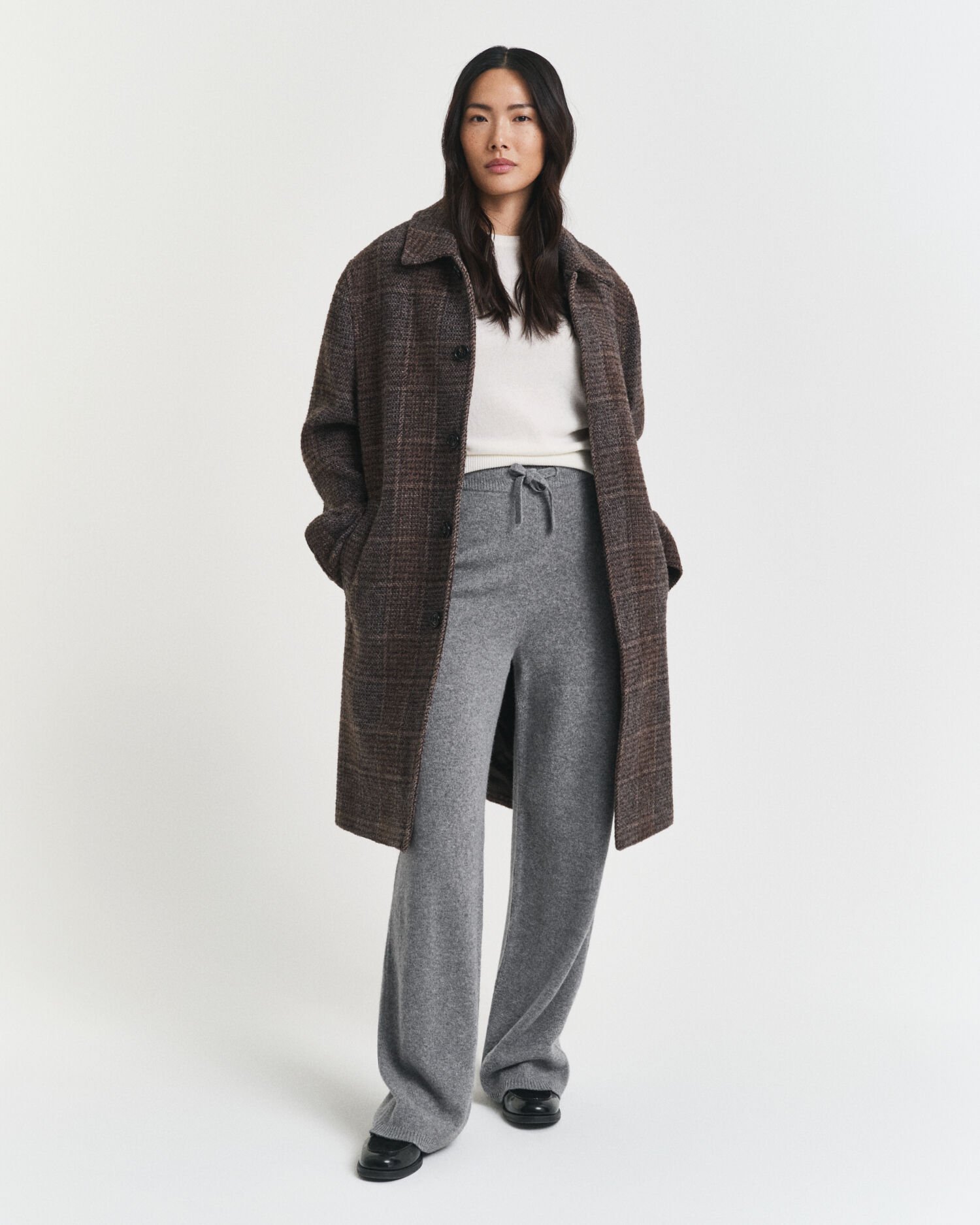 Calças em malha de lã