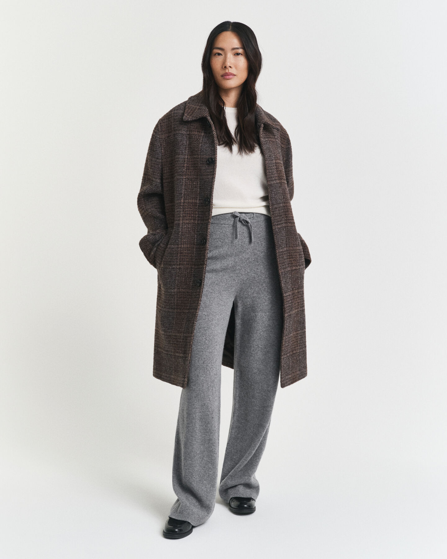 Calças em malha de lã