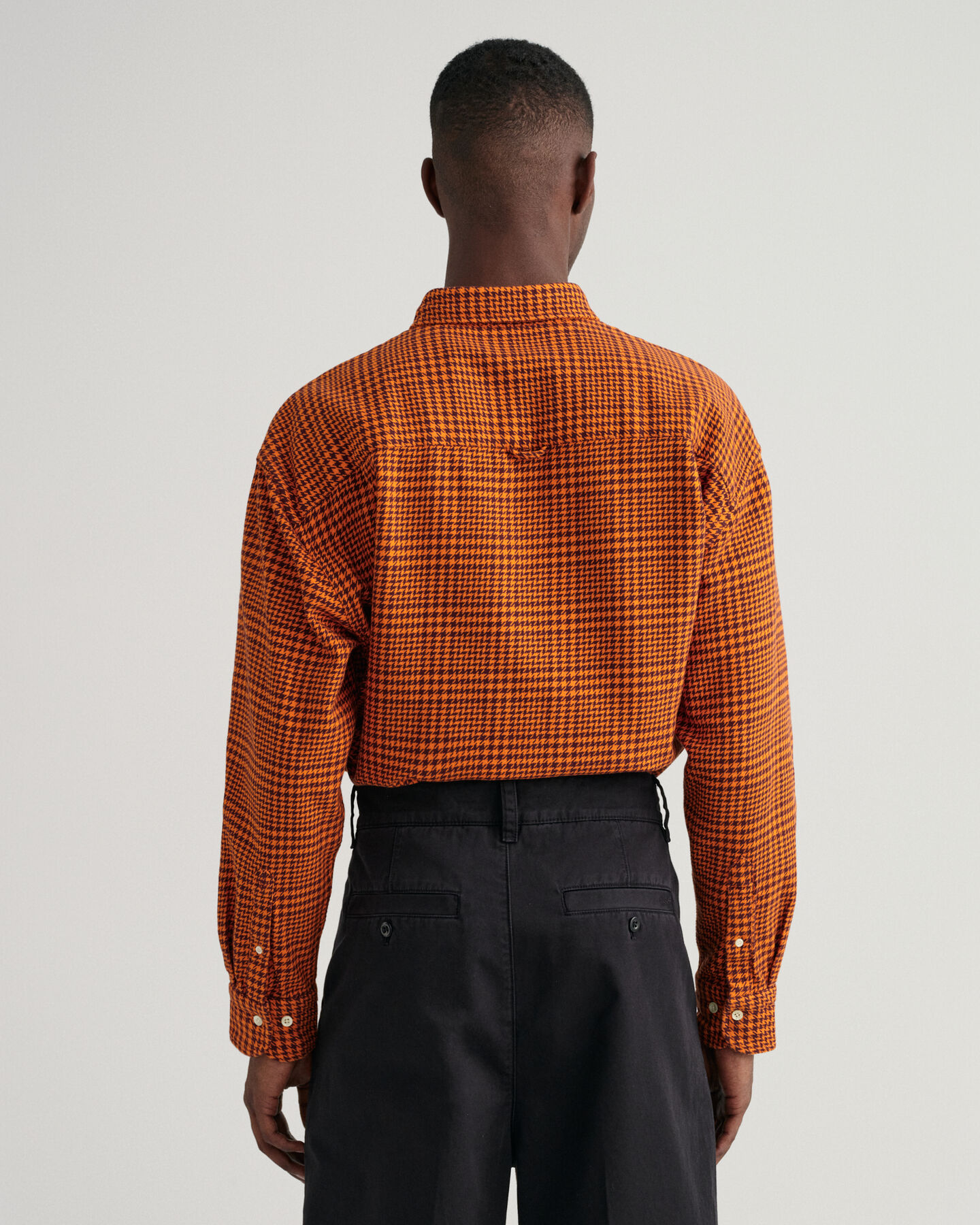 Camisa de algodão com padrão Houndstooth oversized