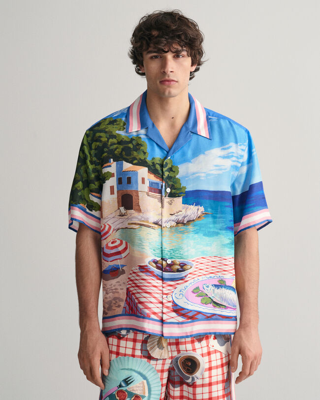 Camisa em seda Scenery Print relaxed fit