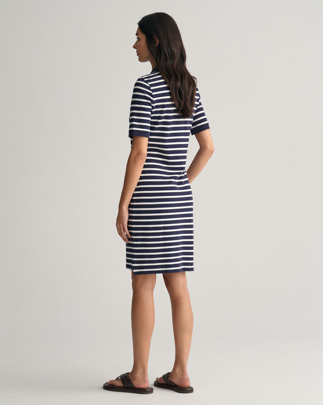 Vestido-polo em algodão piqué às riscas Shield