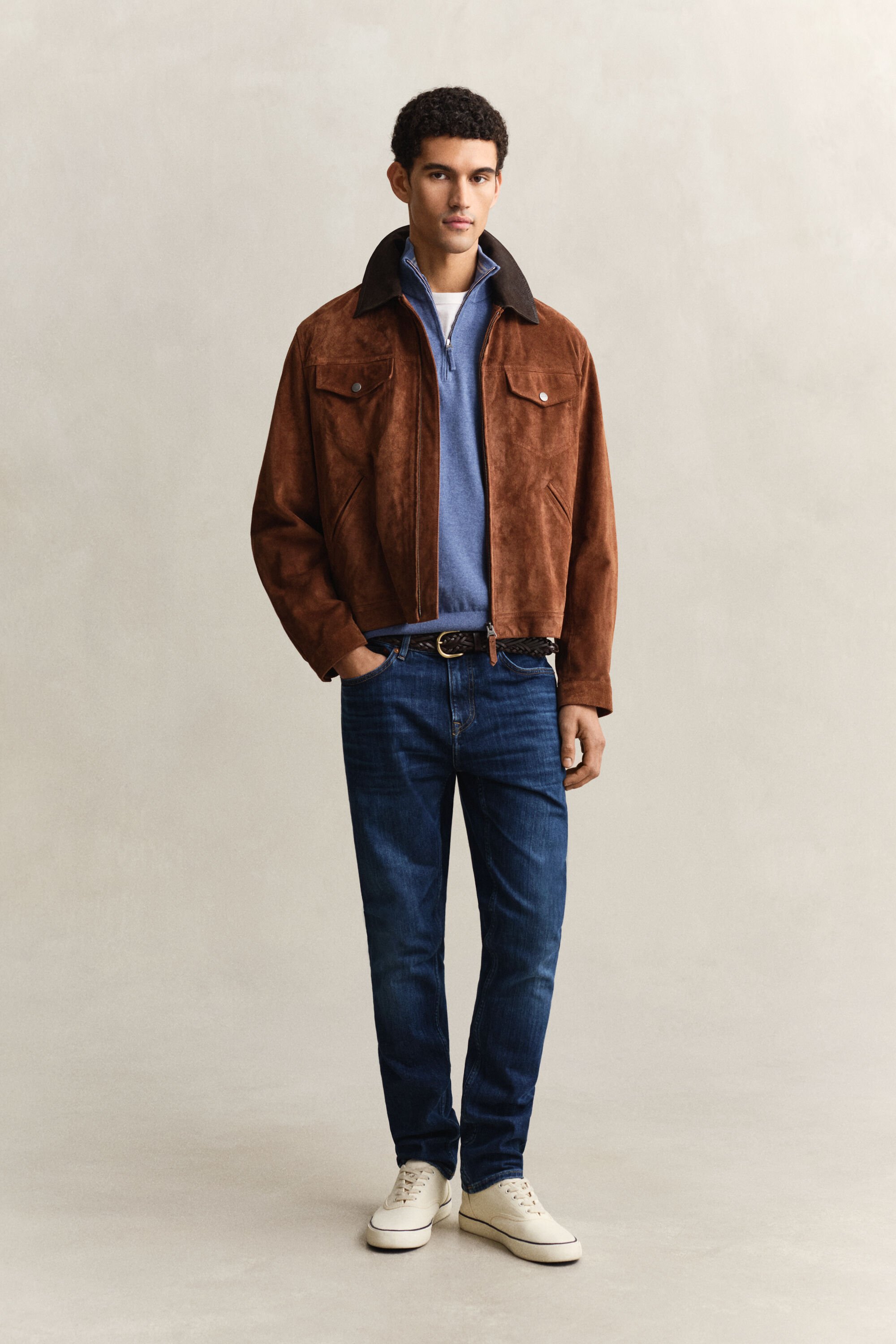 Sweatshirt com meio fecho em algodão clássico