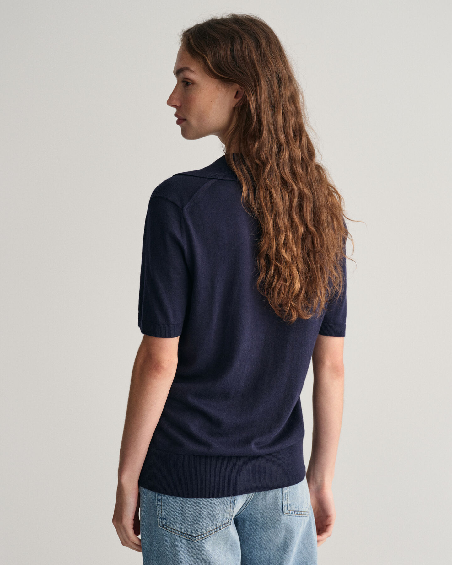 Rugger de manga curta em malha fina