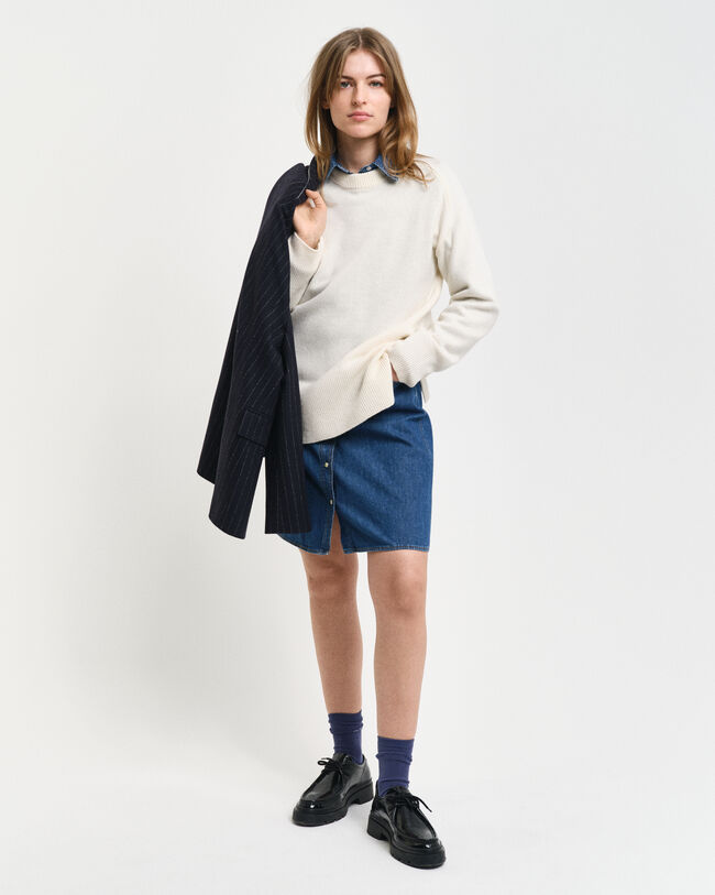 Camisola com decote redondo Herringbone Detail