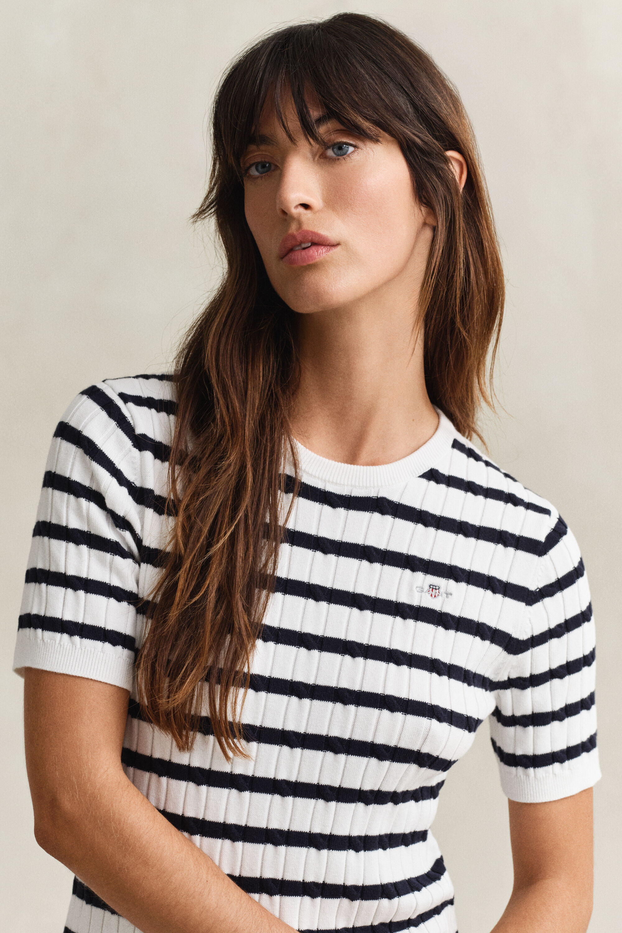 Vestido em malha entrançada de algodão