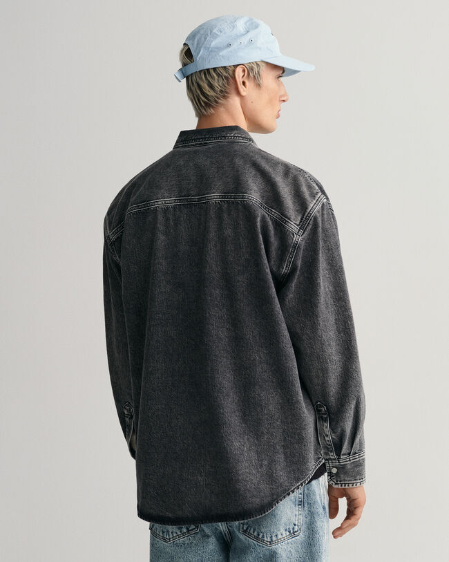 Camisa de ganga Heavy Washed oversized