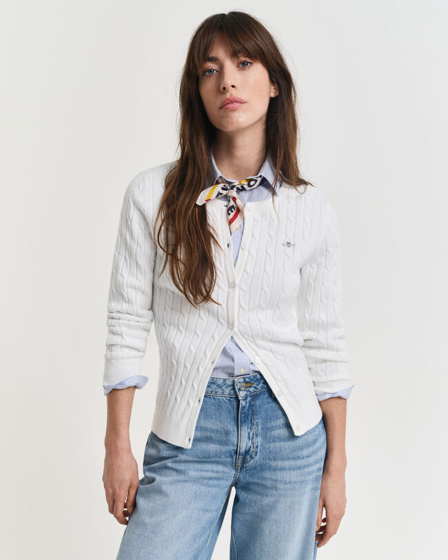 Casaco de malha canelada em algodão com elastano