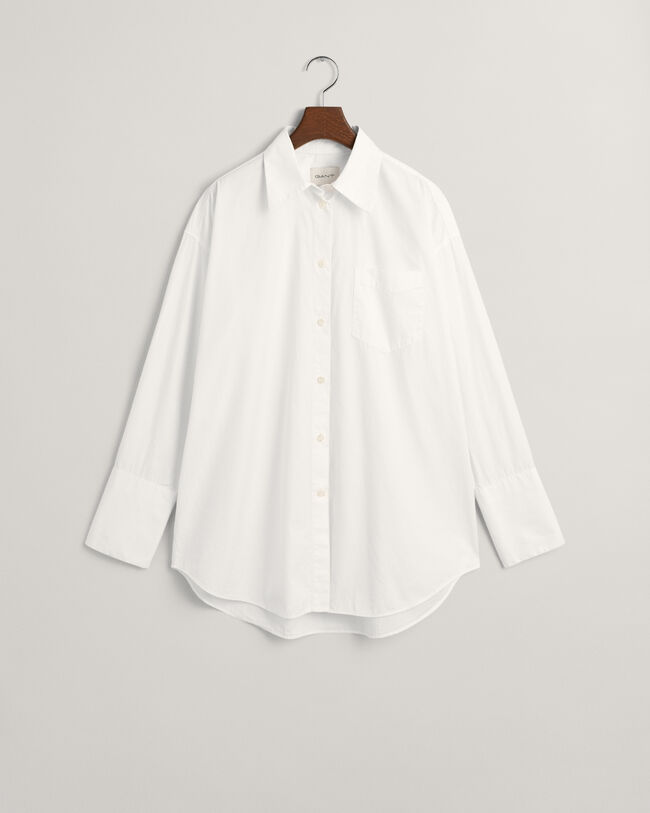 Camisa em popelina com punhos altos oversized