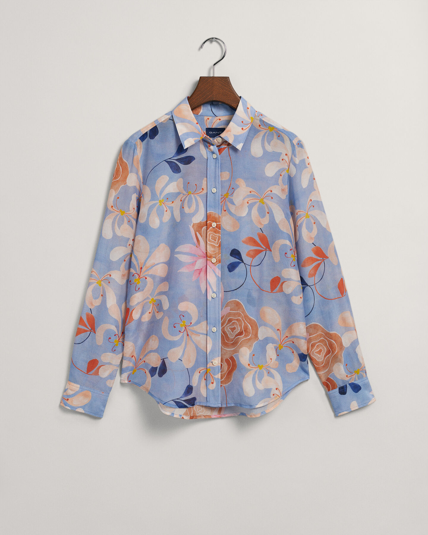 Camisa em seda e algodão com estampado Floral corte normal