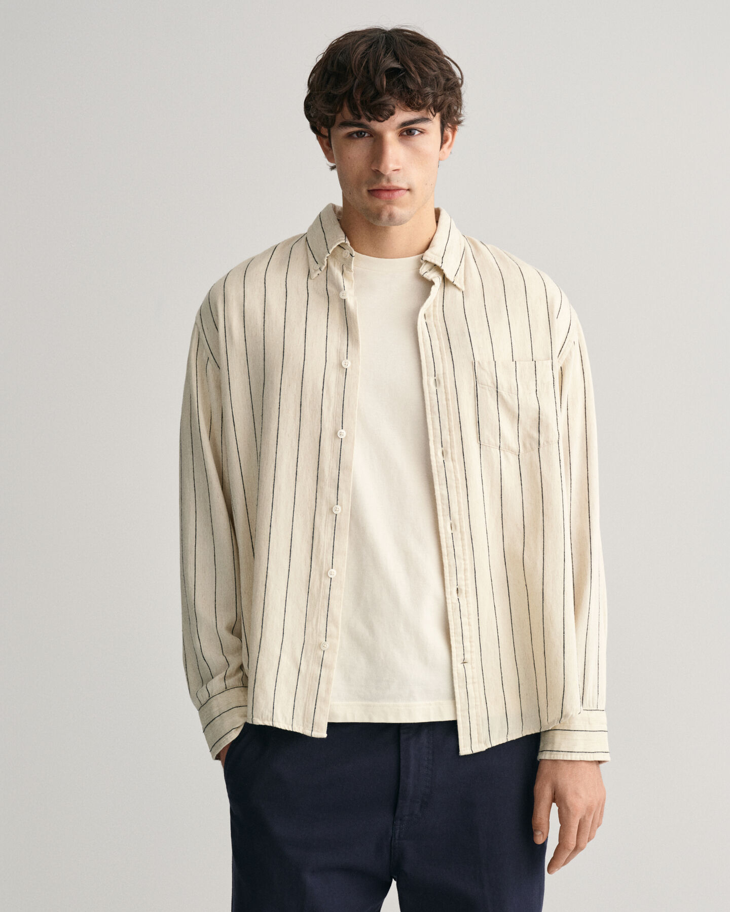 Camisa Slub Striped relaxed fit