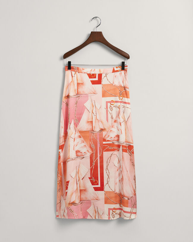 Saia comprida em seda com estampado Sailing
