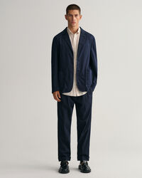 Camisa de linho com manga curta &agrave;s riscas regular fit