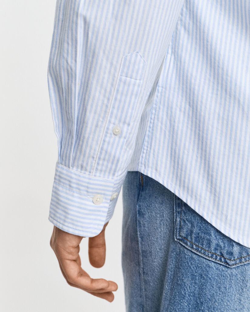 Camisa Oxford clássica com riscas finas slim fit