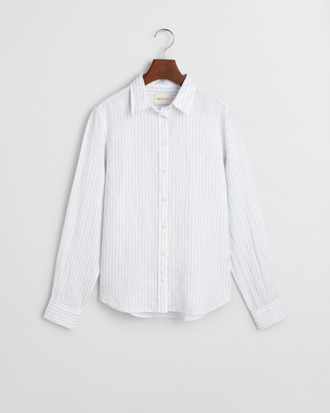 Camisa de linho às riscas regular fit