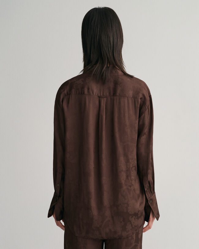 Camisa com padr&atilde;o de renda em Jacquard relaxed fit