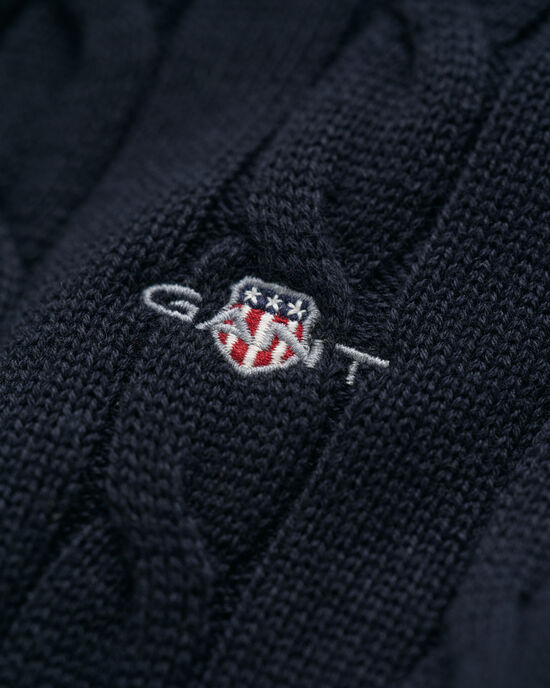 Camisola de malha entrançada de algodão com meio fecho de correr Teens