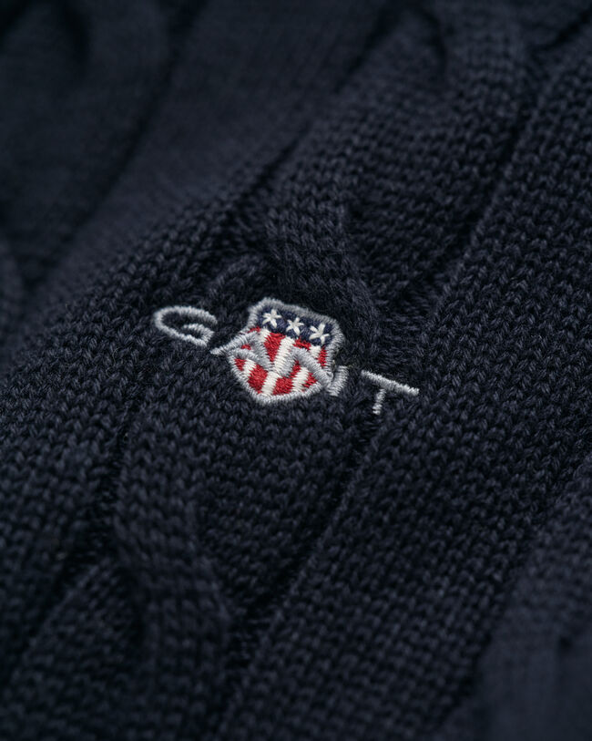 Camisola de malha entrançada de algodão com meio fecho de correr Teens