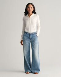 Polo de manga comprida em algodão piqué Shield