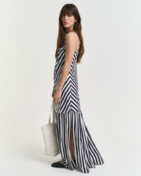 Vestido maxi às riscas Chevron