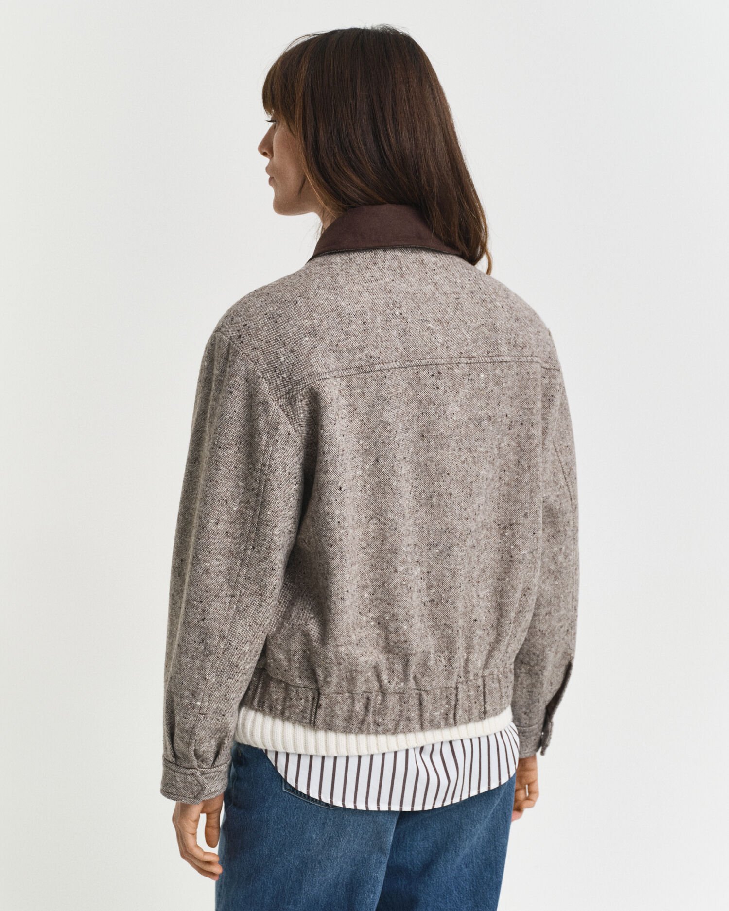 Casaco em lã com colarinho Contrast