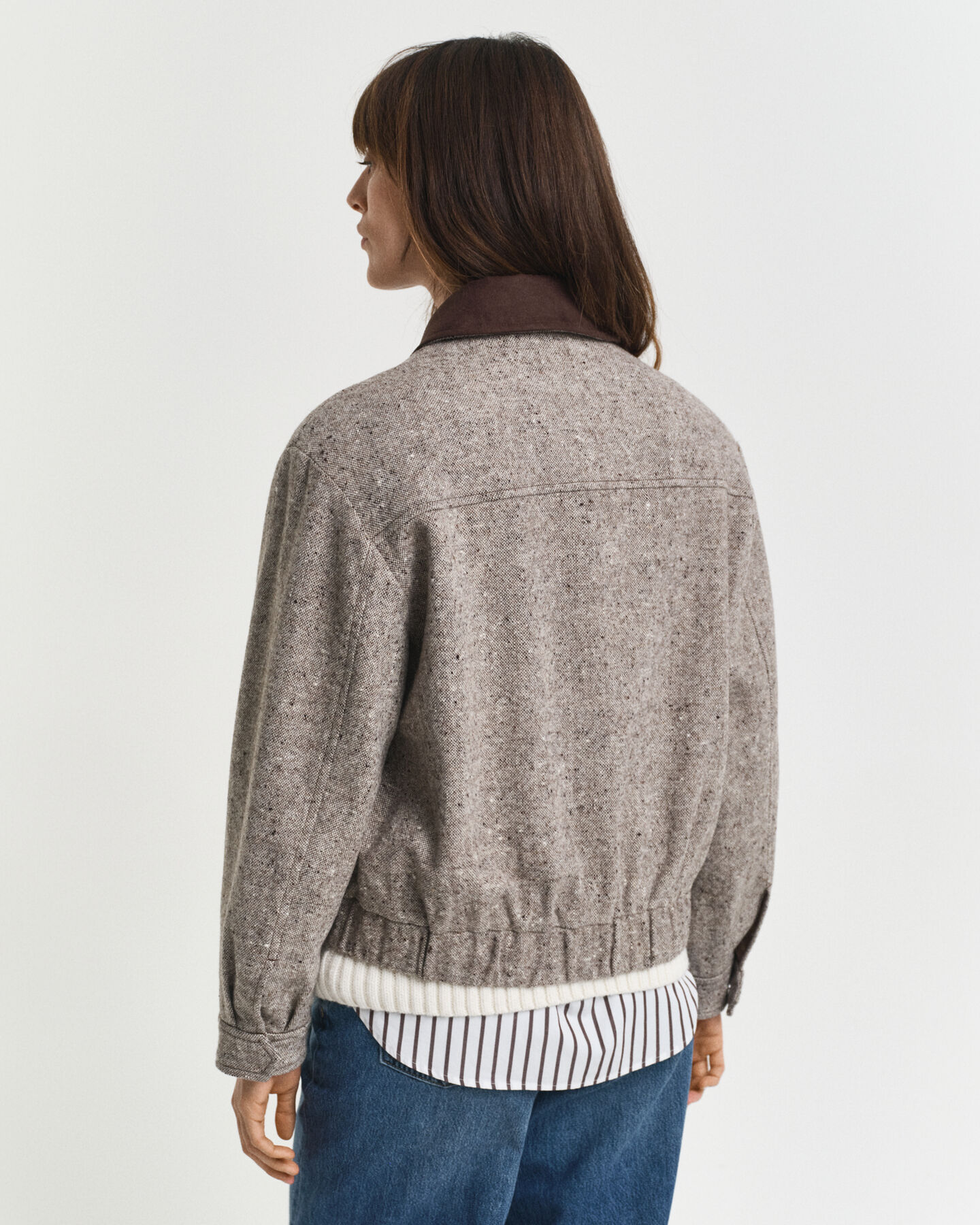 Casaco em lã com colarinho Contrast