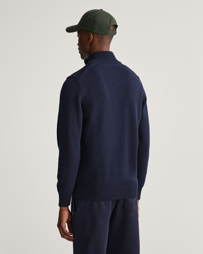 Pulover em algod&atilde;o com meio fecho Casual