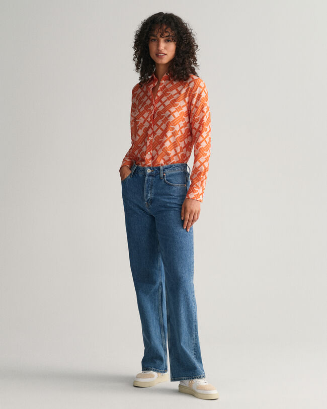 Camisa em seda de algodão G Patterned regular fit