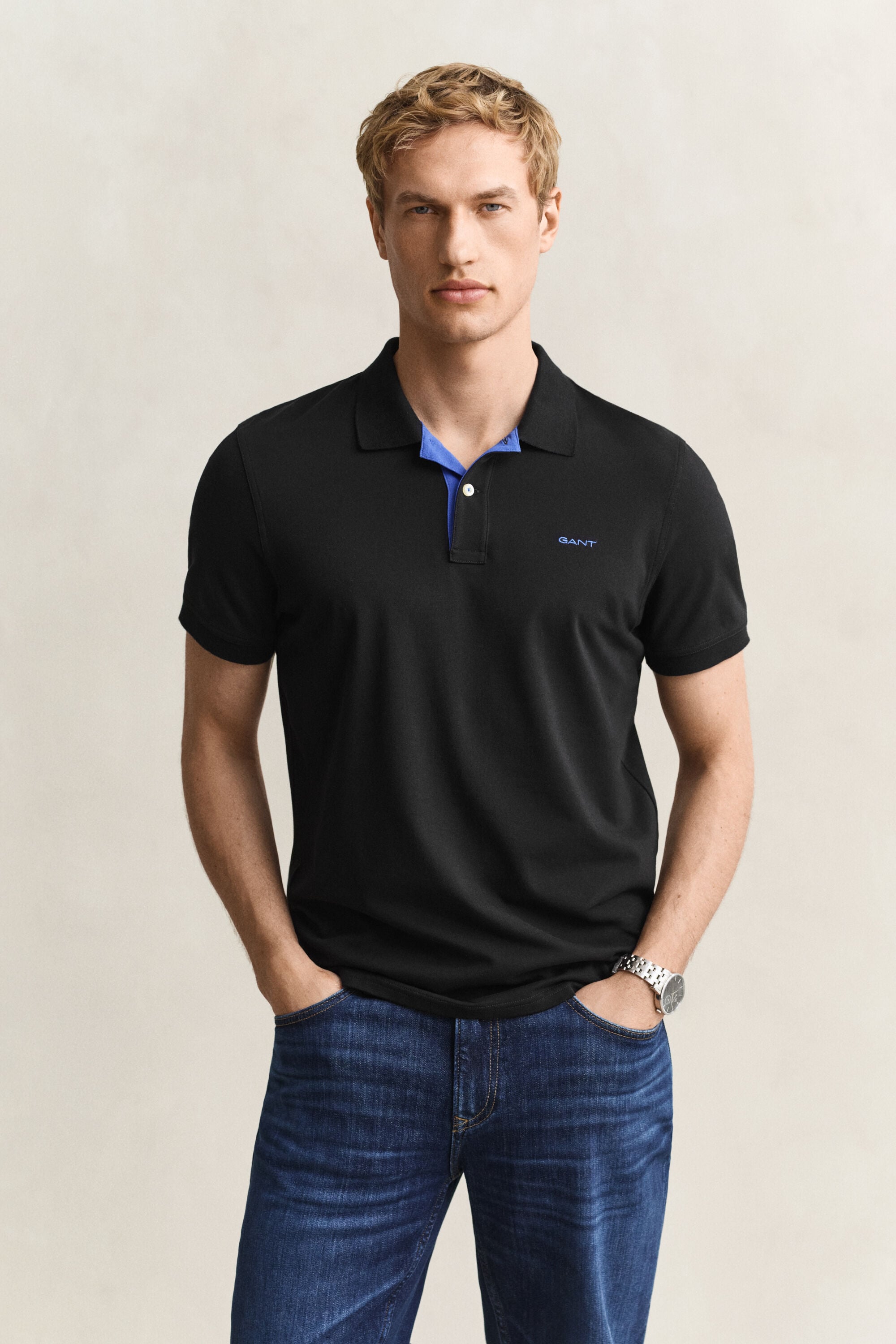 Polo em algodão piqué contrastante