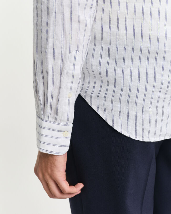 Camisa de linho &agrave;s riscas regular fit