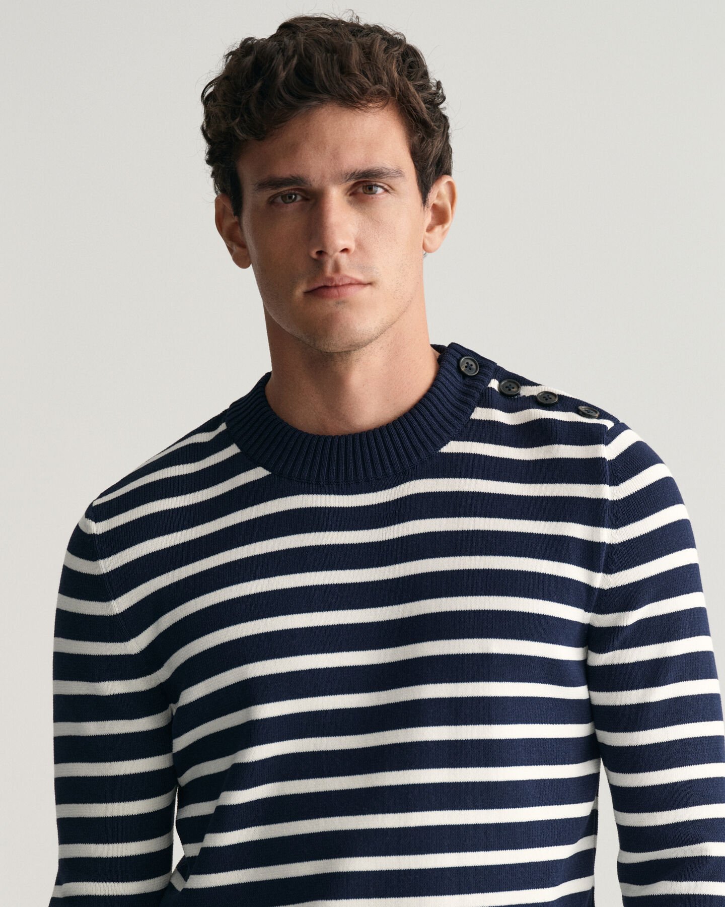 Pulover com decote redondo em algodão Shiny Breton Striped