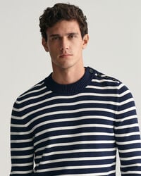Pulover com decote redondo em algodão Shiny Breton Striped