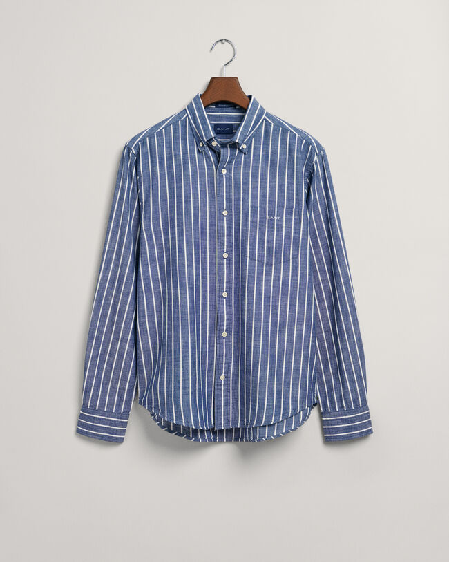 Camisa em chambray às riscas regular fit