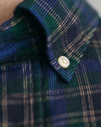 Camisa de bombazina com padr&atilde;o axadrezado regular fit