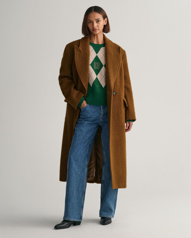 Pulover de malha superfina com decote redondo e padrão Argyle