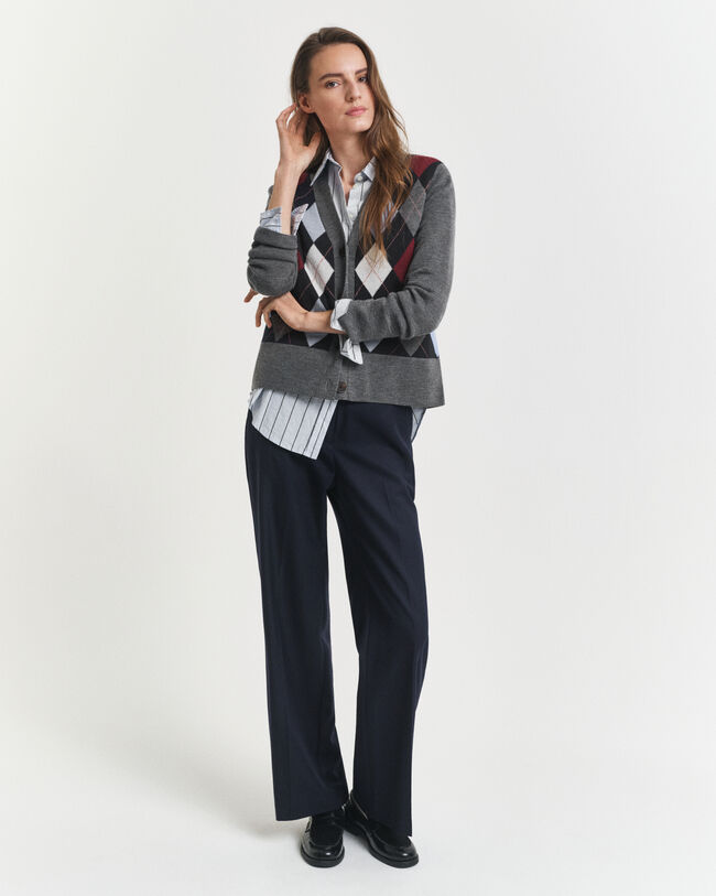 Casaco de malha com decote em V Argyle