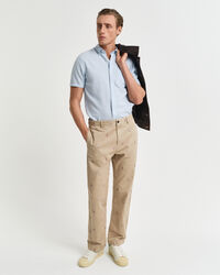 Camisa de manga curta em linho e algodão regular fit