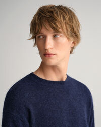 Pulover com decote redondo em mistura de alpaca