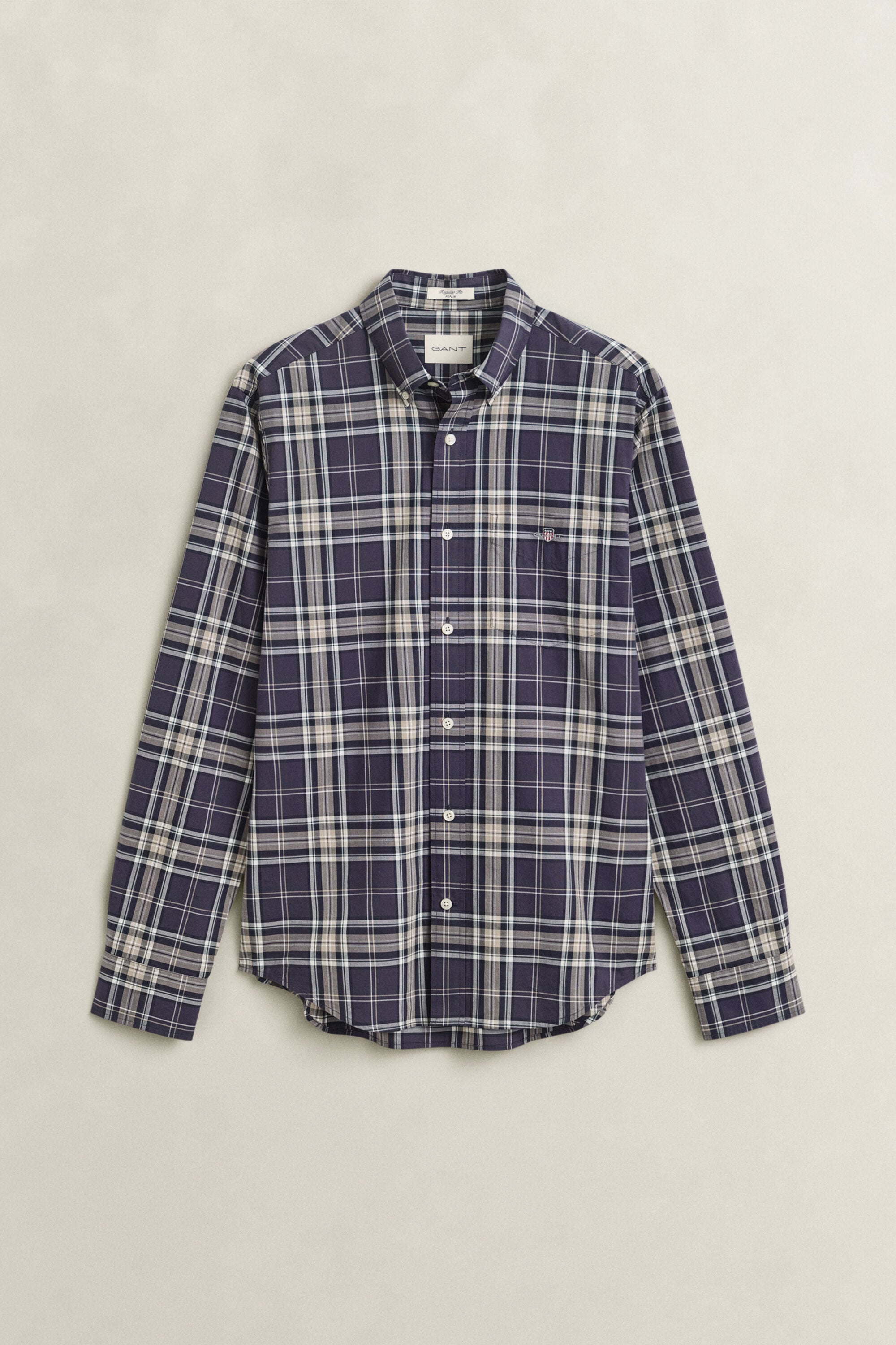Camisa de popelina com padrão de xadrez