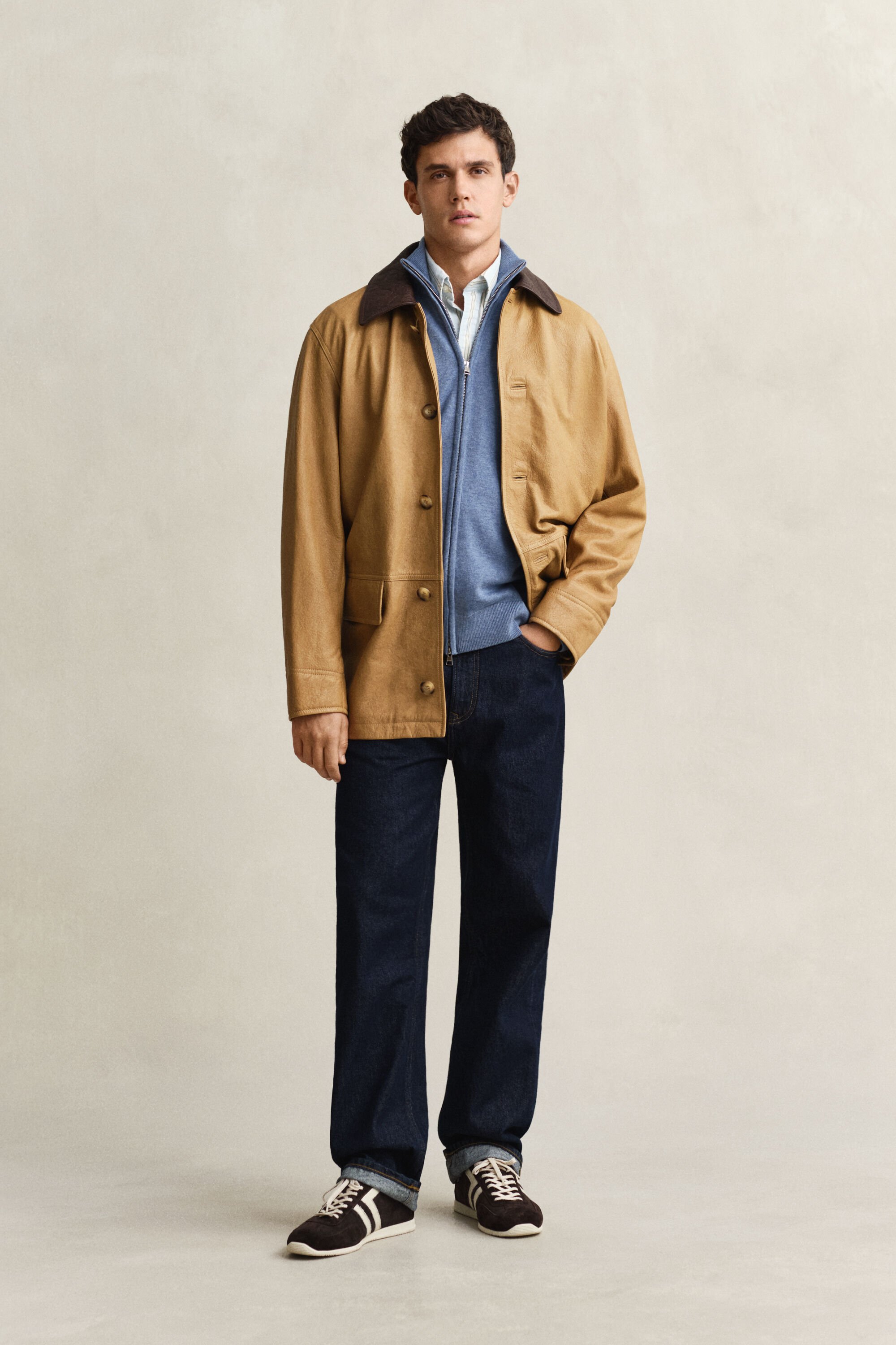 Casaco de malha com fecho de correr Casual Cotton