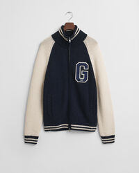 Casaco de malha com fecho de correr em algodão com mistura de fios