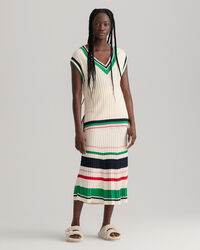 Colete de malha canelada &agrave;s riscas